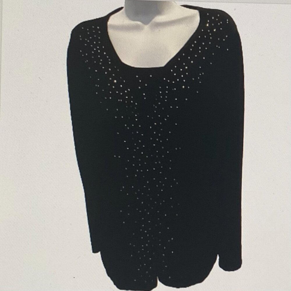QUAKER FACTORY RHINESTONE EMBELLISHED SWEATER SET MED
